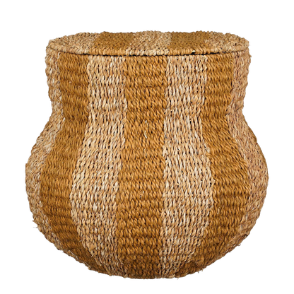 Tacoma Opbergmand met Deksel - H47 x Ø50 cm - Jute - Geel