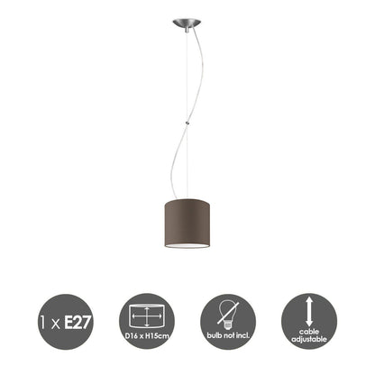 hanglamp Deluxe met lampenkap, E27, taupe, 16cm