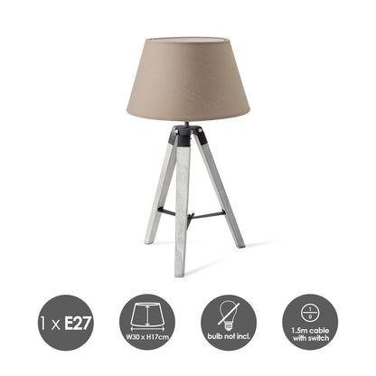 Tafellamp Largo - Wit Lampvoet en taupe