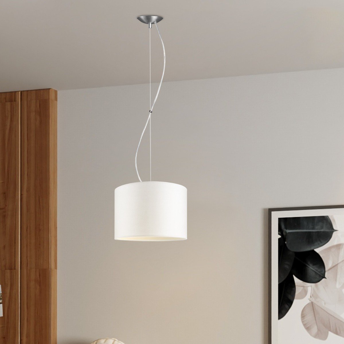 hanglamp Deluxe met lampenkap, E27, wit, 30cm