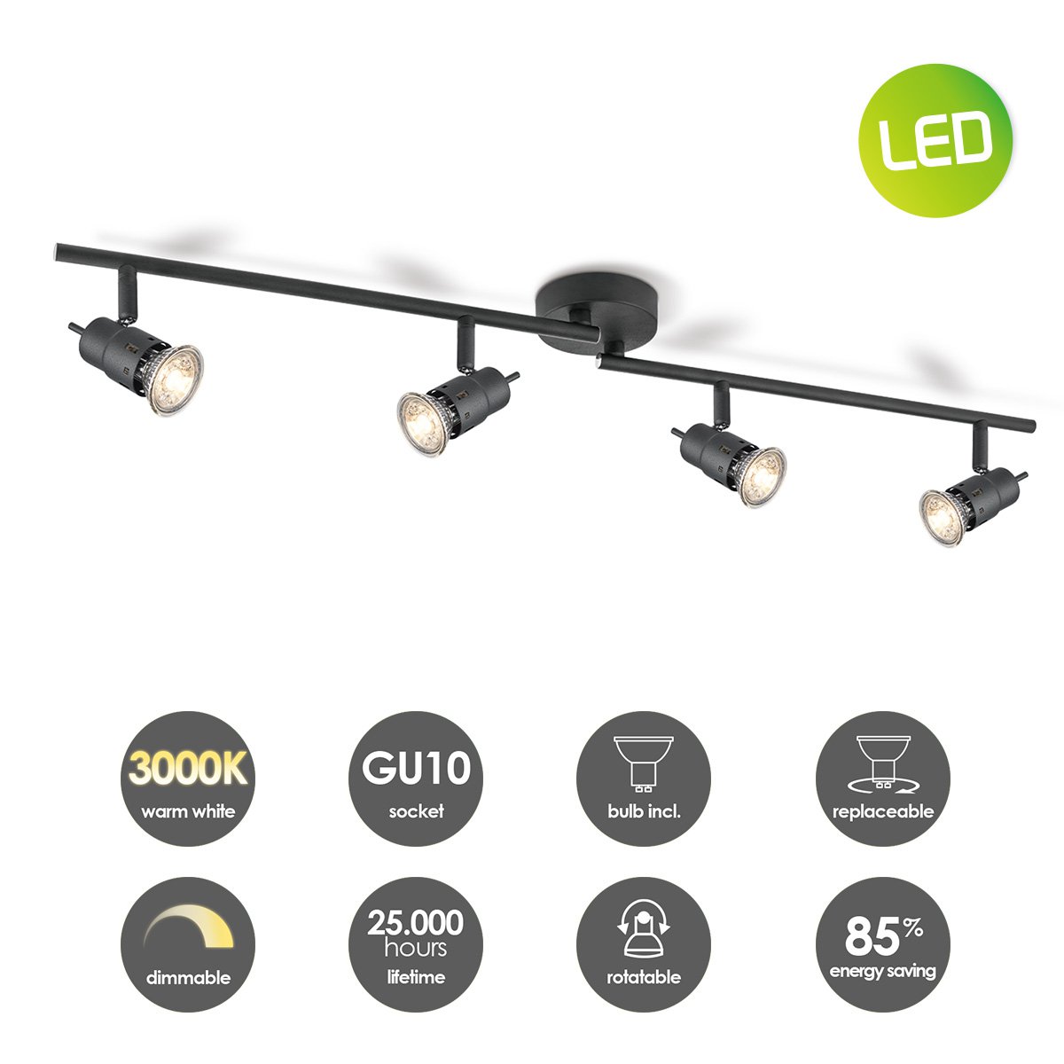 LED Opbouwspot Cilindro 4 - dimbaar - Zwart