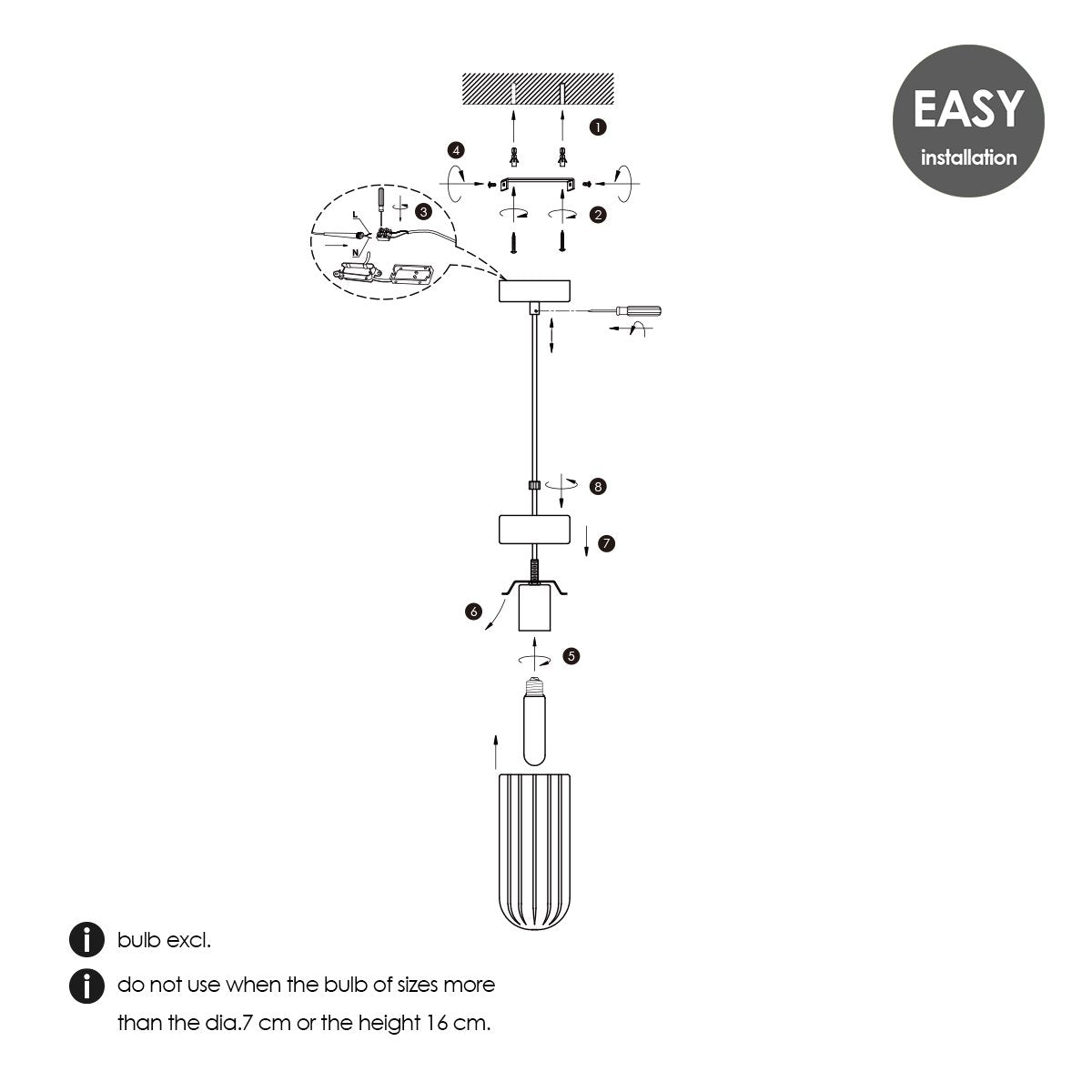 Hanglamp Capri - rook glas - 10x10x132cm