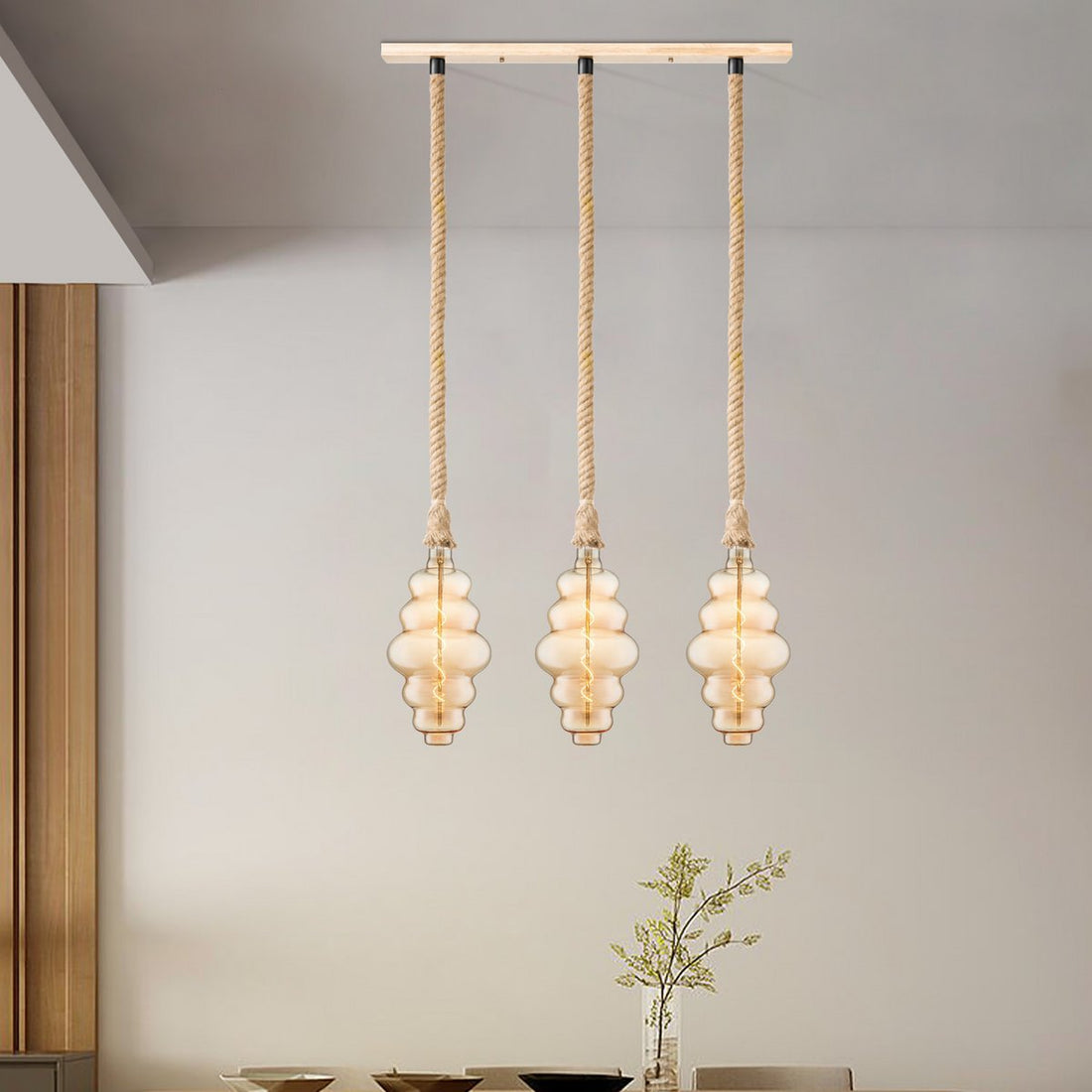 hanglamp Leonardo Cloud - 3L G160 dimbaar E27 amber