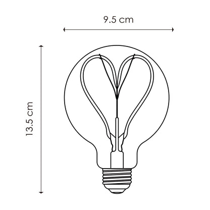 dimbare LED Globe Heart E27 G95 4W 280lm 2700K Goud