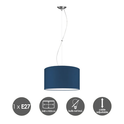 hanglamp Deluxe met lampenkap, E27, donkerblauw, 40cm