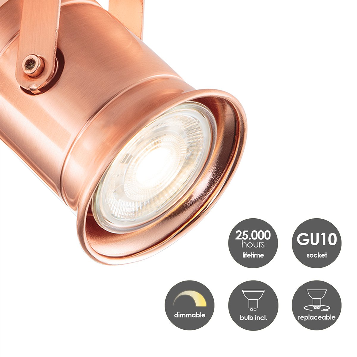 LED Opbouwspot Venn 4 - incl. dimbare LED lamp - Koper