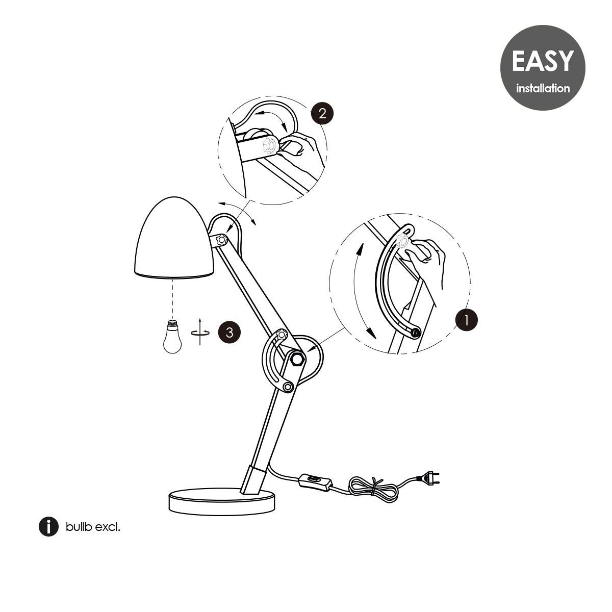 tafellamp Petto - Wit - Bedlampje - Metaal en Hout