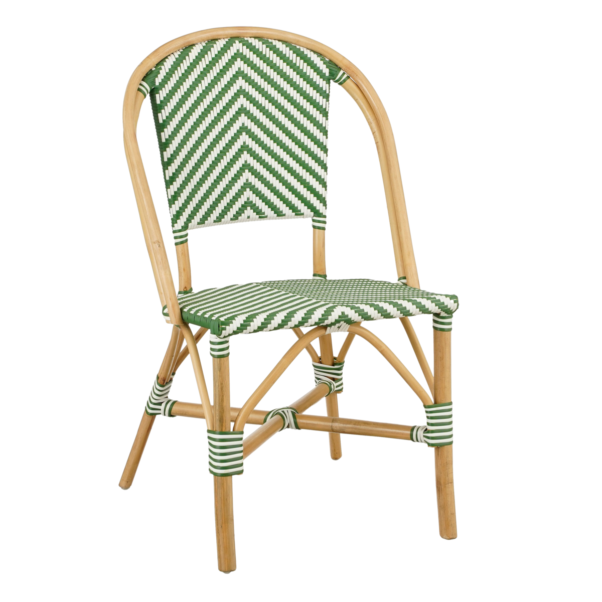 Mandox Bistrostoel - L51 x B57 x H90 cm - Rotan - Donkergroen, Wit