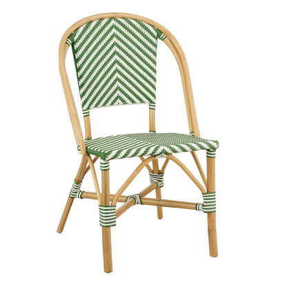 Mandox Bistrostoel - L51 x B57 x H90 cm - Rotan - Donkergroen, Wit