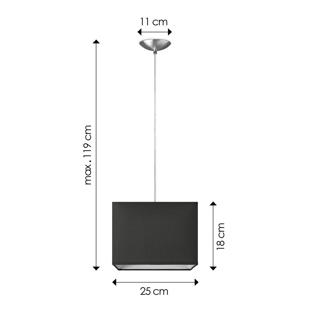 hanglamp Block met lampenkap, E27, antraciet, 25cm