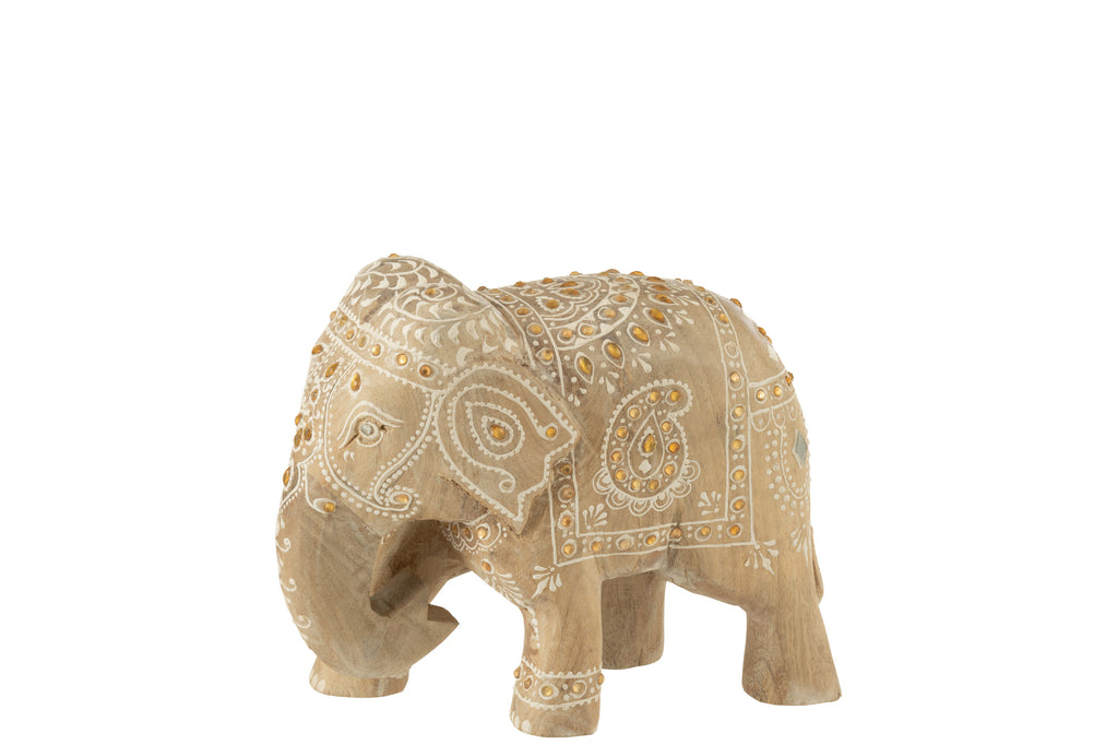 Elephant Beads Mango Wood Natural/White Large