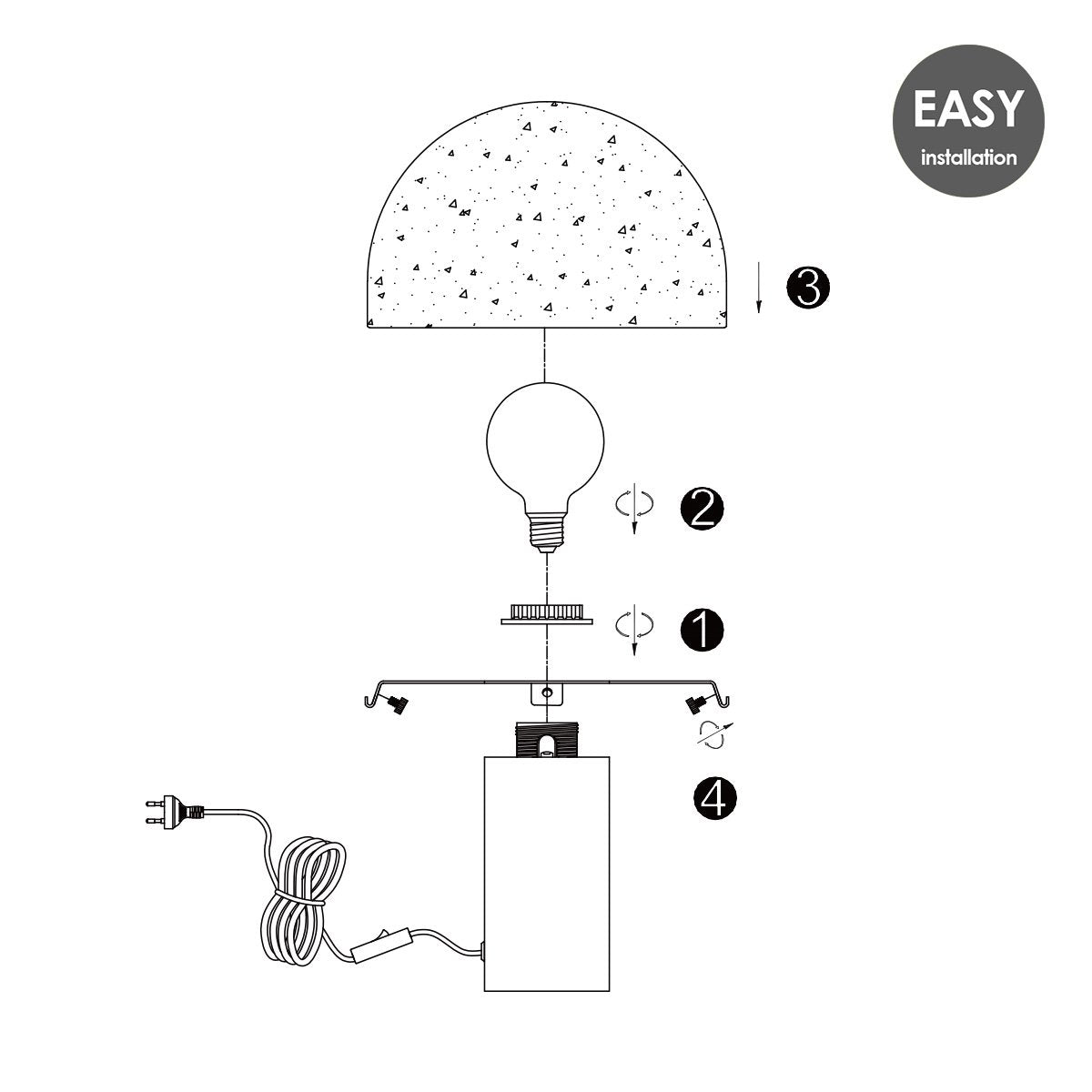 Tafellamp Mushroom Zwart - Bedlampje - Glas en Metaal