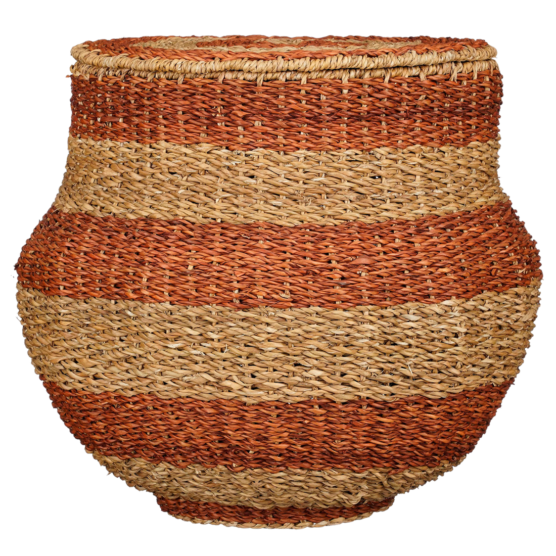 Tacoma Opbergmand met Deksel - H48 x Ø55 cm - Jute - Oranje