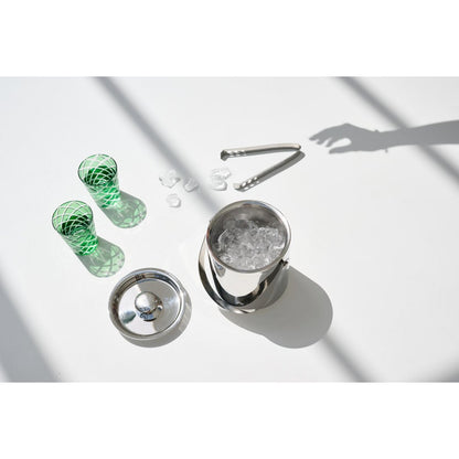 Set van 6 kristallen glazen Dio, groen, handgeslepen glas, hoogte 10 cm