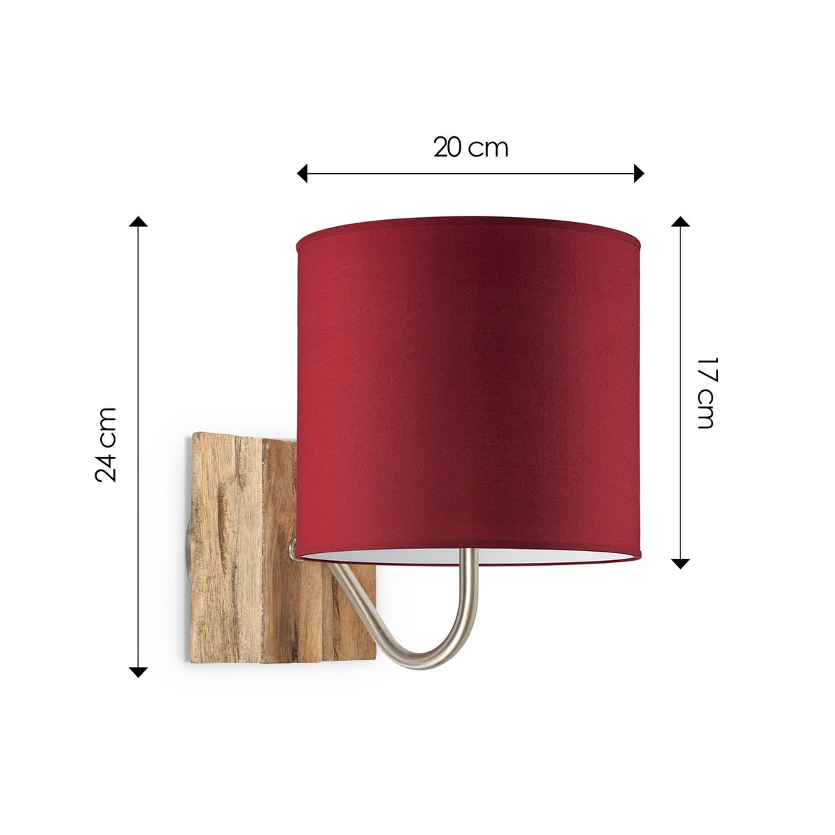 Wandlamp - Drift inclusief Lampenkap E27 rood 20x17cm