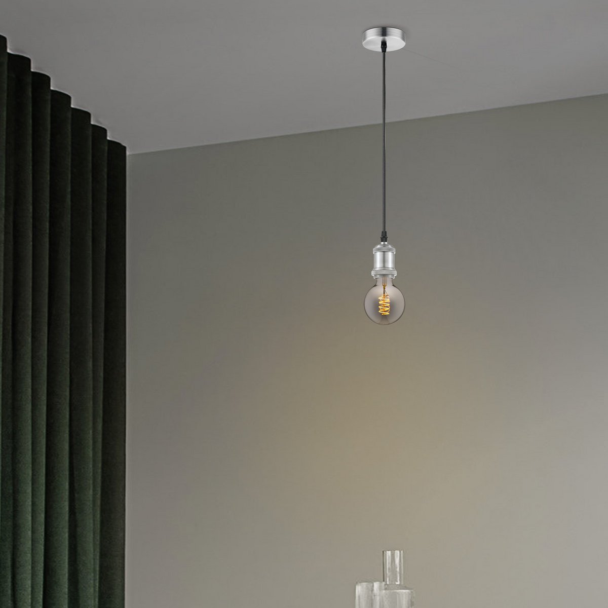 hanglamp chroom vintage - G125 - dimbaar E27 rook