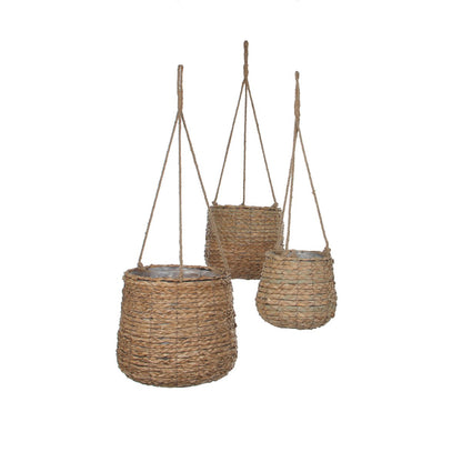 Avalon Hangpot - Set van 3 - H90 x Ø30 cm - Zeegras - Lichtbruin