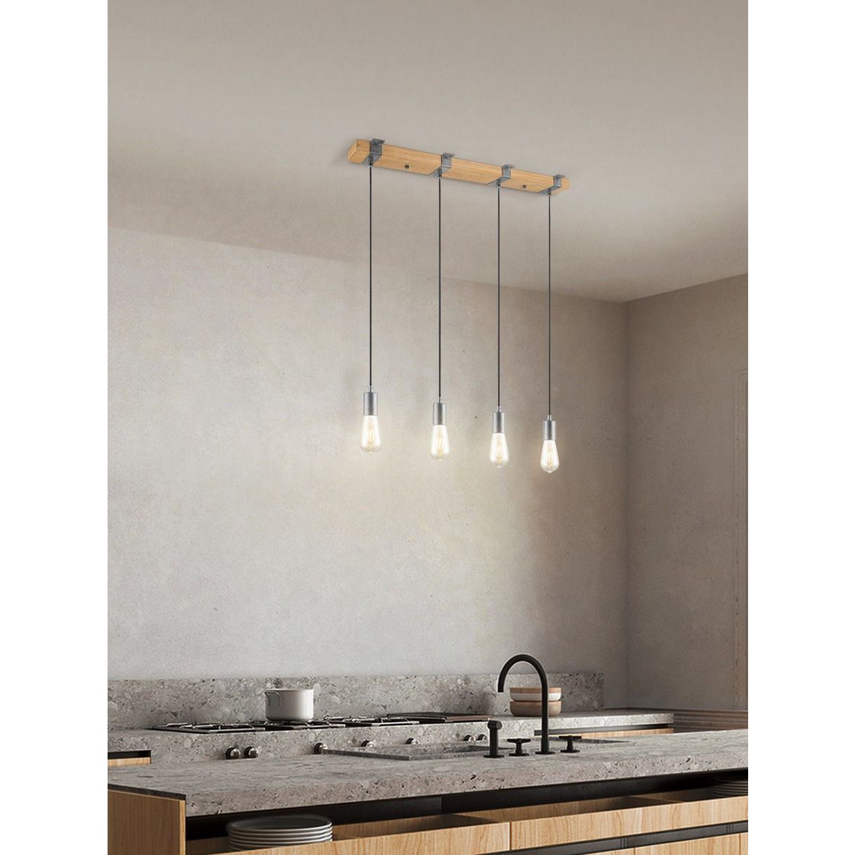 Hanglamp Denton - hout - 70x14x110cm