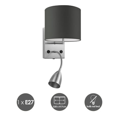 Wandlamp - Read, LED Leeslamp, E27, antraciet 20cm