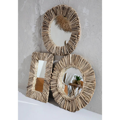 De Driftwood Halo Spiegel - Naturel - M