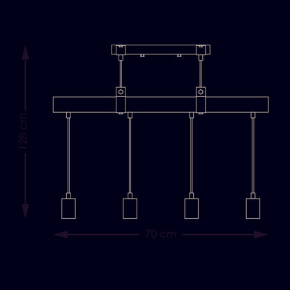 Hanglamp Denton - hout - 70x14x128cm