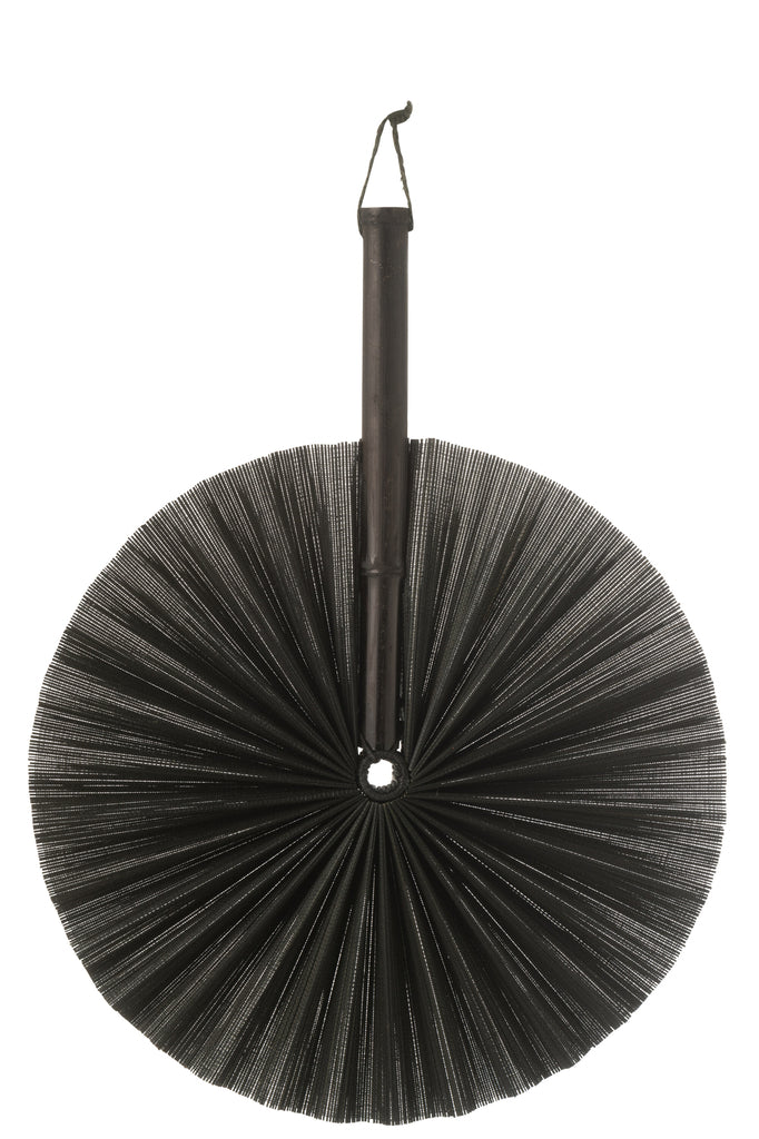 Fan Wall Decoration Round Bamboo Black