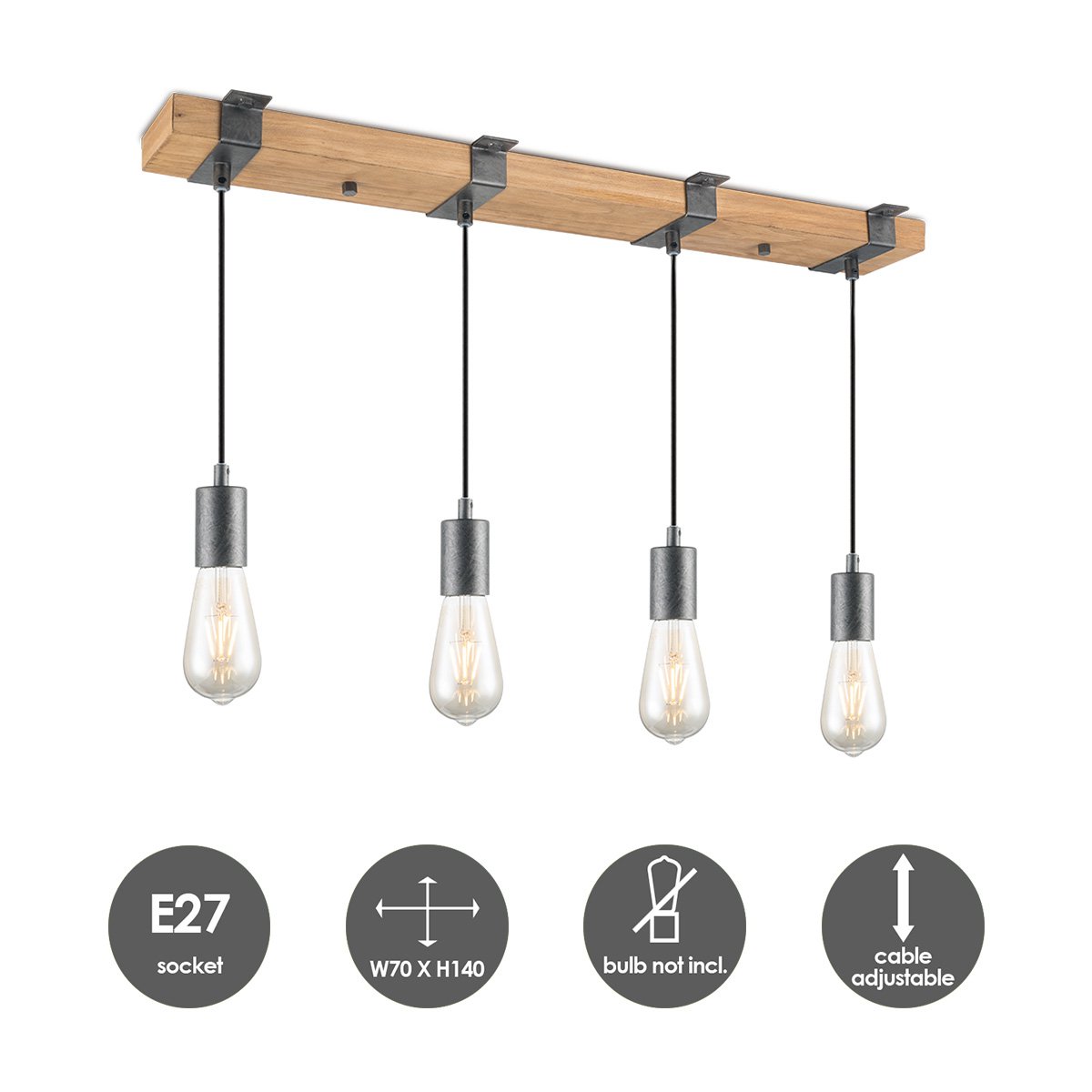 Hanglamp Denton - hout - 70x14x110cm