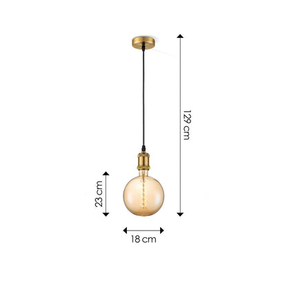 hanglamp brons vintage - - dimbaar E27 amber