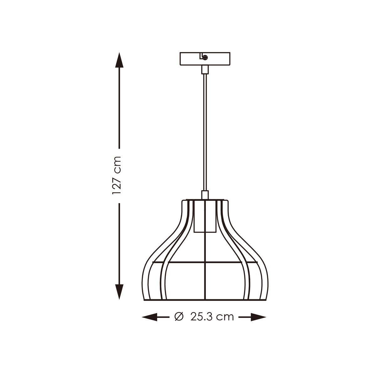 Hanglamp Blank - Zwart - 25x25x127cm