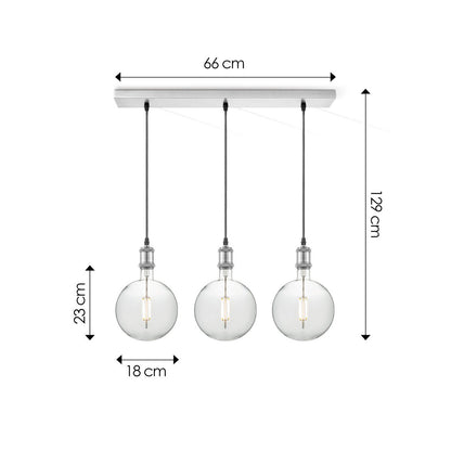 hanglamp chroom vintage Globe 3L G125 dimbaar helder