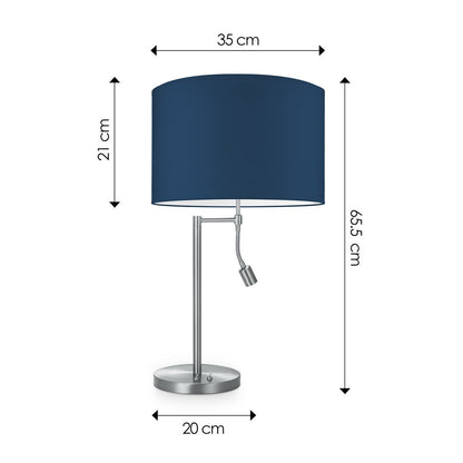 Tafellamp Read, LED Leeslamp, E27, donkerblauw 35cm