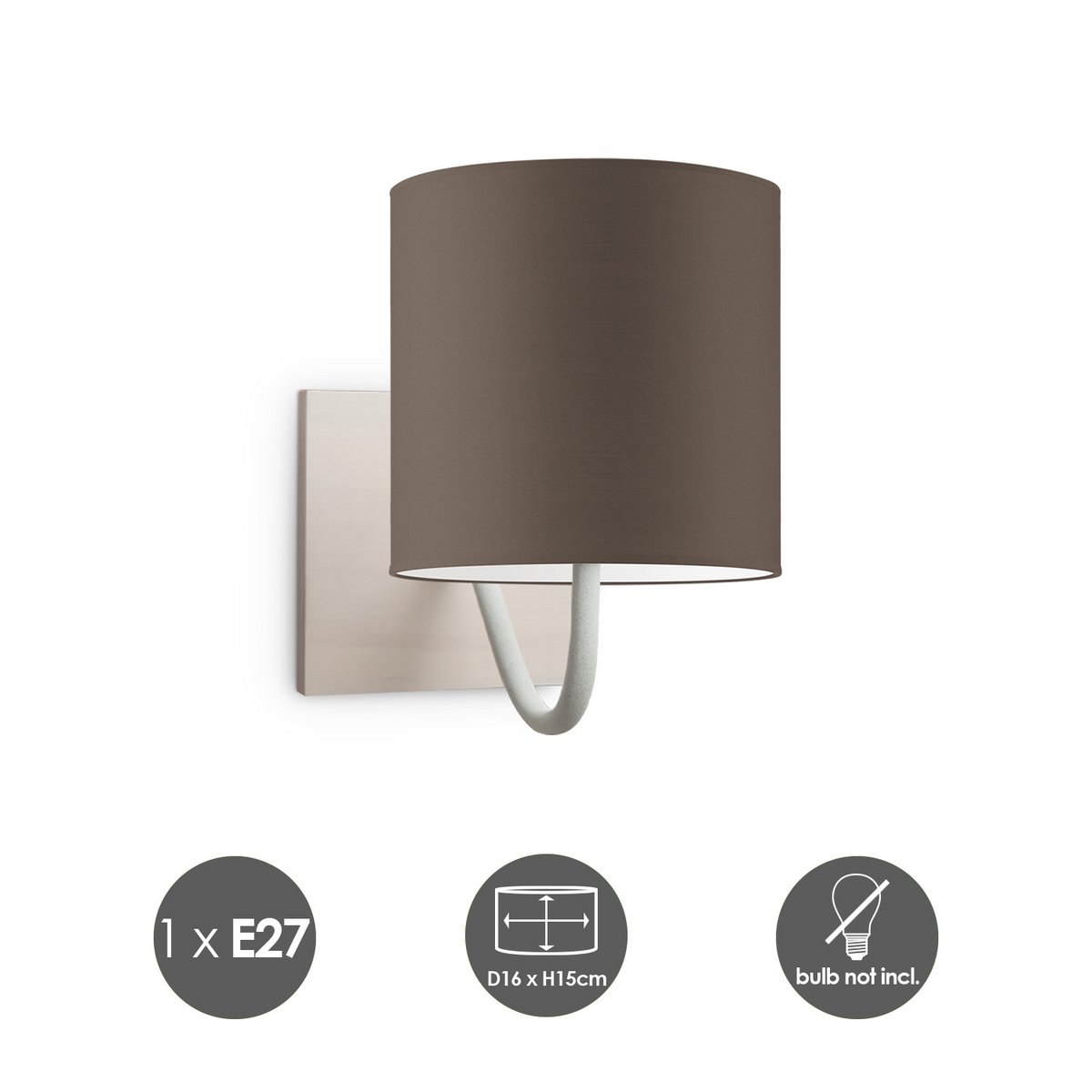 Wandlamp - Beach E27 Lampenkap taupe 16cm