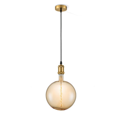 hanglamp brons vintage Globe - - dimbaar E27 amber