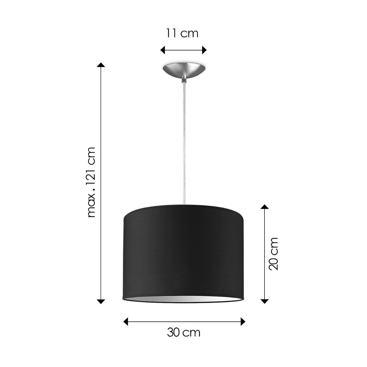 hanglamp Bling met lampenkap, E27, zwart, 30cm