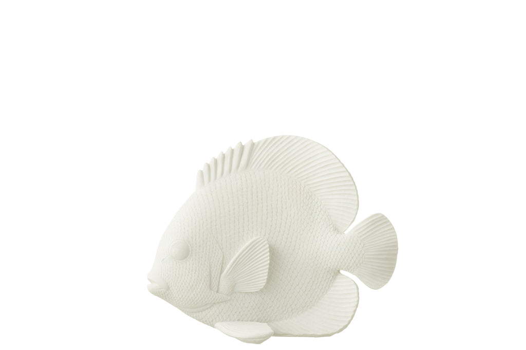 Fish Flat Polyresin White Small