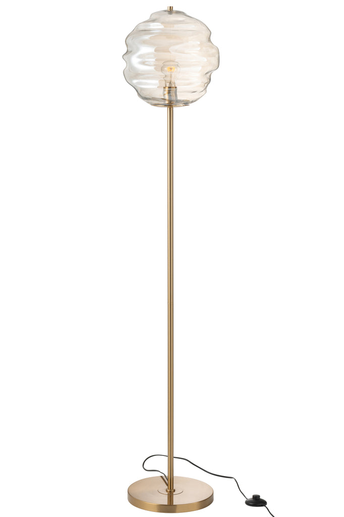 Vloerlamp Honingraatglas Licht Cognac
