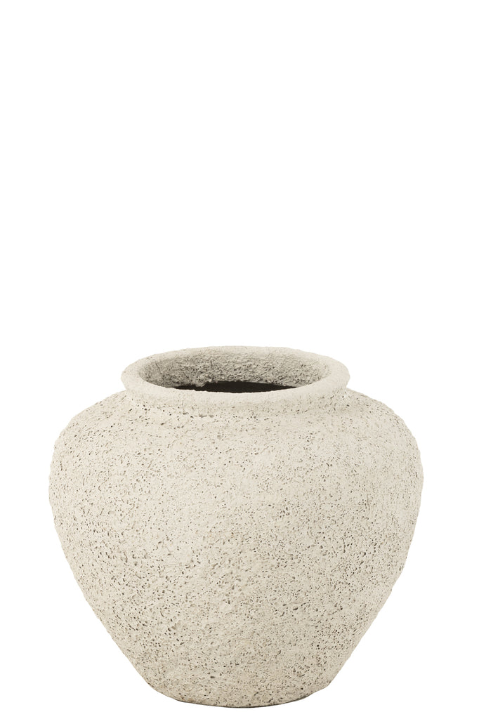 Bloempot Antiek Rond Cement Wit