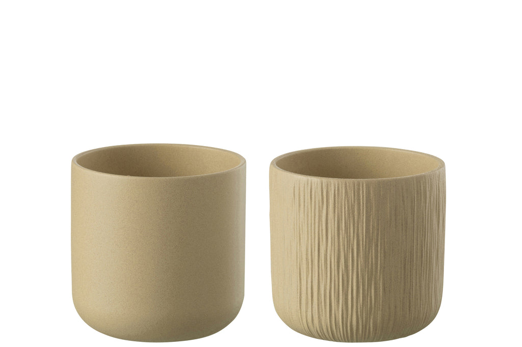 Bloempot Gen Keramiek Beige Groot Assortiment Van 2