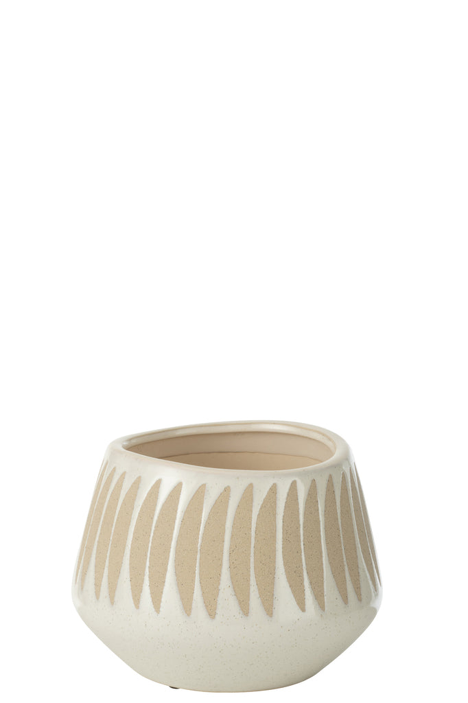 Flowerpot Kai Stoneware Beige/White Large