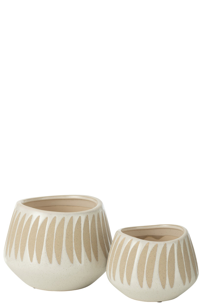 Flowerpot Kai Stoneware Beige/White Large