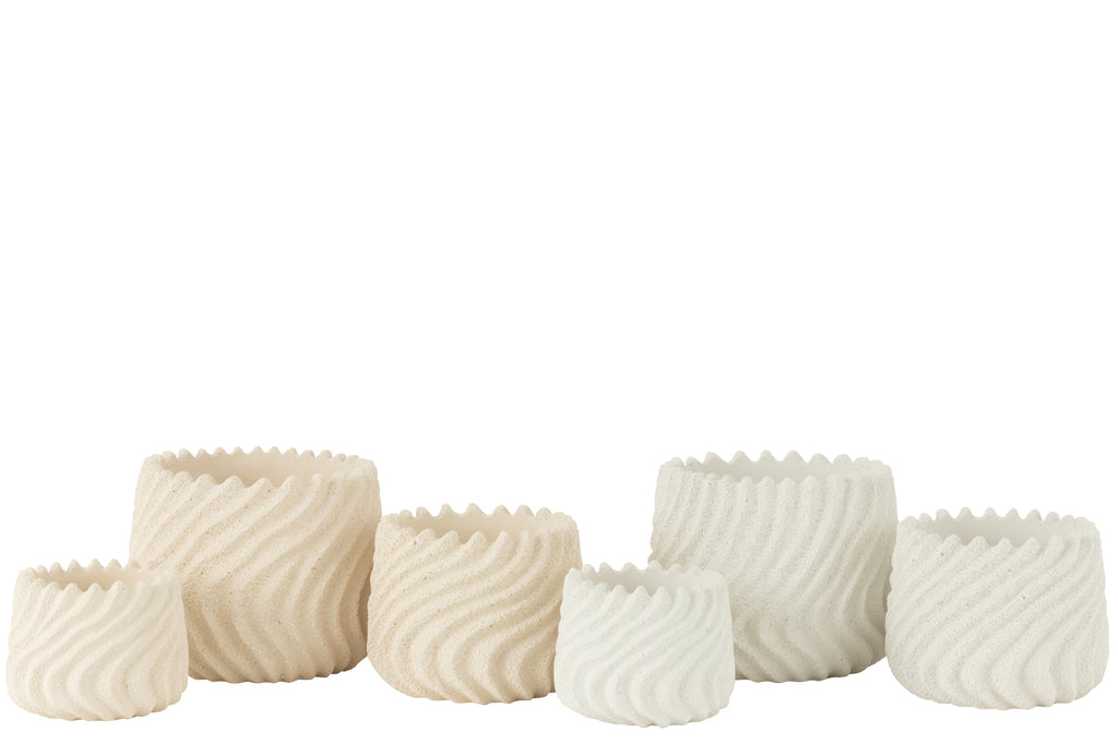 Flowerpot Maris Cement White/Cream Large Assortment Of 2