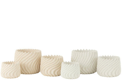 Flowerpot Maris Cement White/Cream Large Assortment Of 2