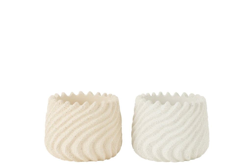 Flowerpot Maris Cement White/Cream Medium Assortment Of 2