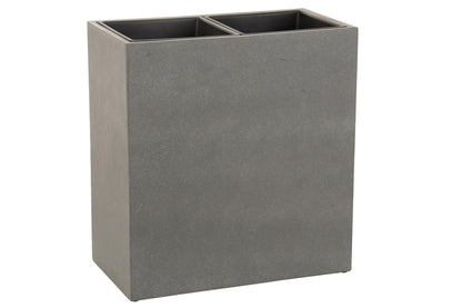 Bloempot Rechthoek Mila 2 Potten Cement/Kunststof Grijs