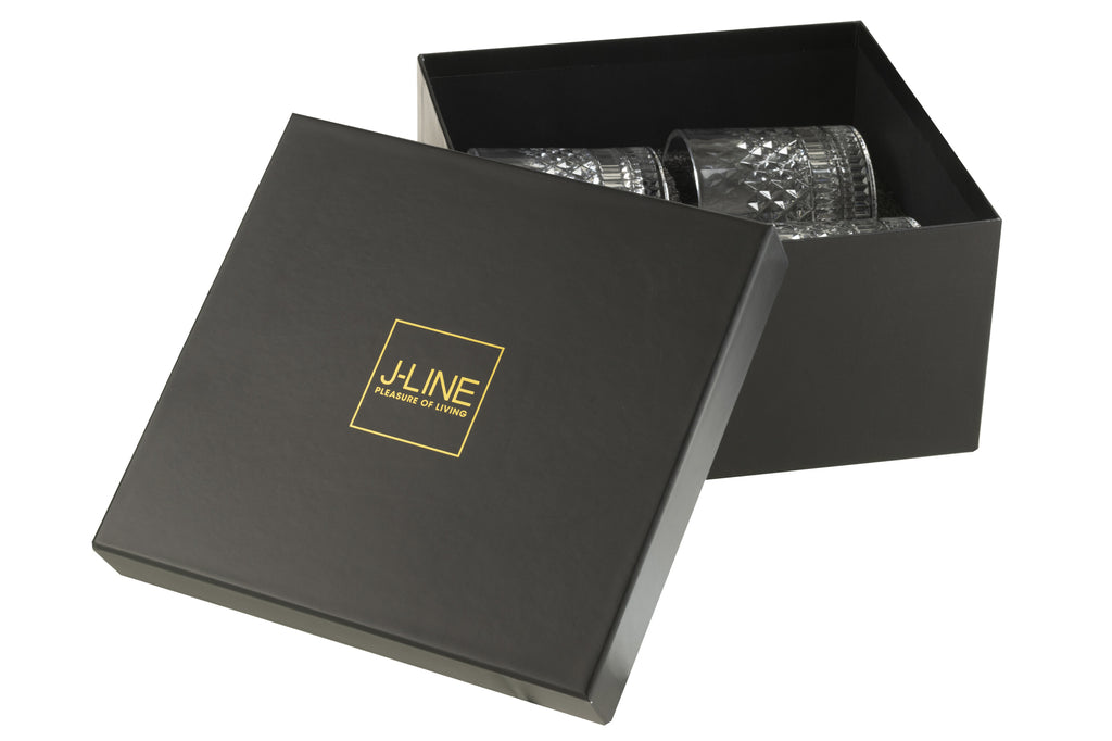 J-Line Cadeaubox 4 Glazen Whiskey Tennessee Glas Transparant