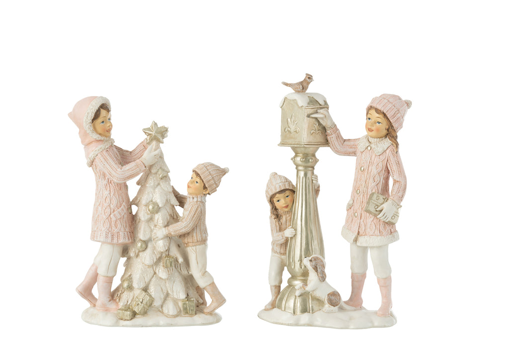 Meisjes en kinderen Kerstboom lantaarn wit/roze assortiment van 2