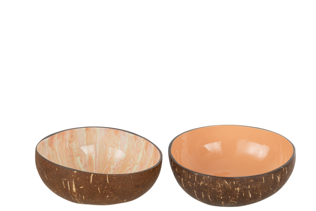 Half Coconut Ball Nuye Nut/Paint Orange Assortiment van 2