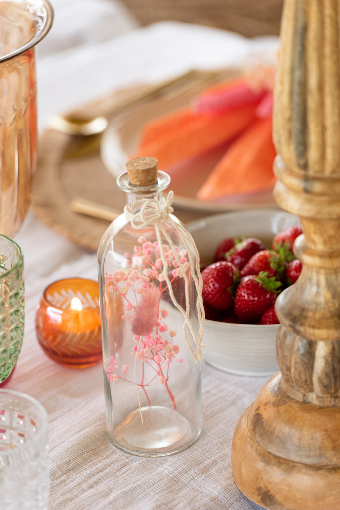 Hanging Bottles Colourful Dried Flowers Glass Mix Large, Set Of 4