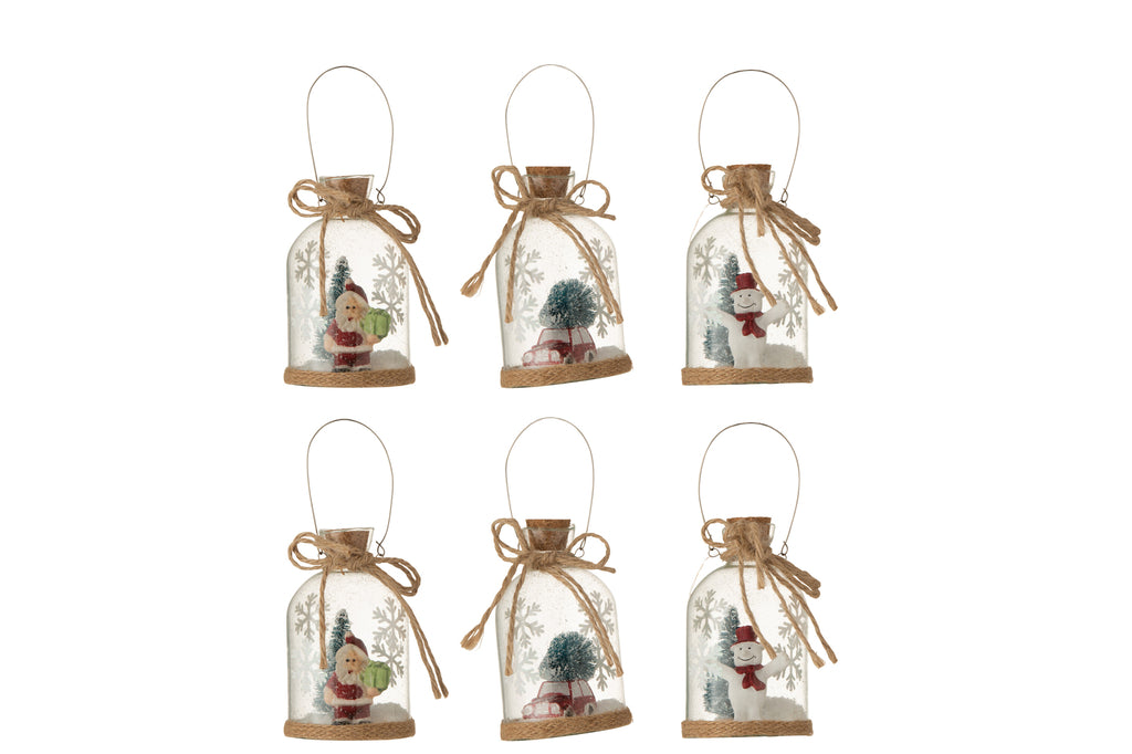 Hanger Fles Kerstfiguur Glas Helder Assortiment Van 3