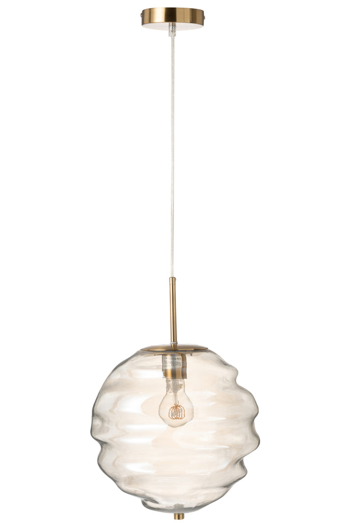 Hanglamp Honingraat Glas Licht Cognac